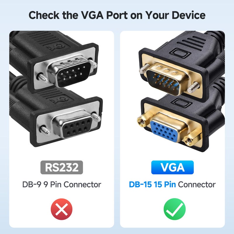 Cable Matters VGA Extension Cable (VGA Cable Male to Female) - 10 Feet, Not Dual Male Cord, Not for DB9/Serial Use - Image 4